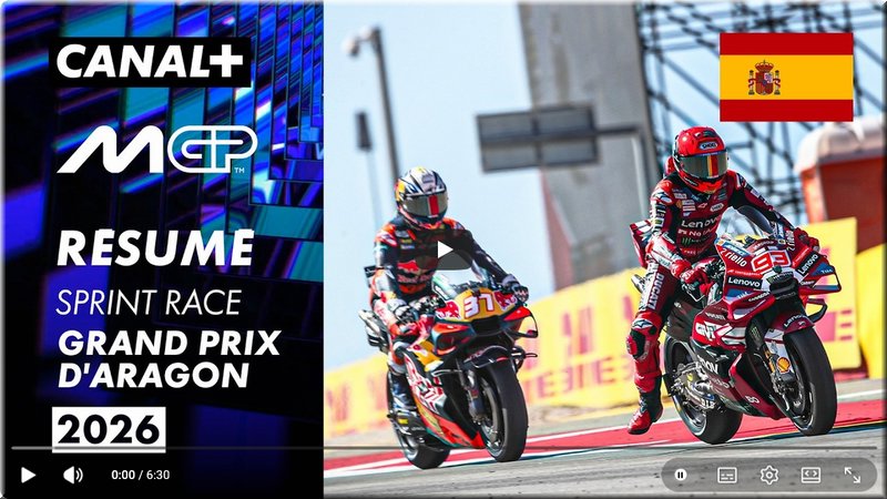 ALT Le résumé vidéo Canal+ de la course sprint motogp d’aragon