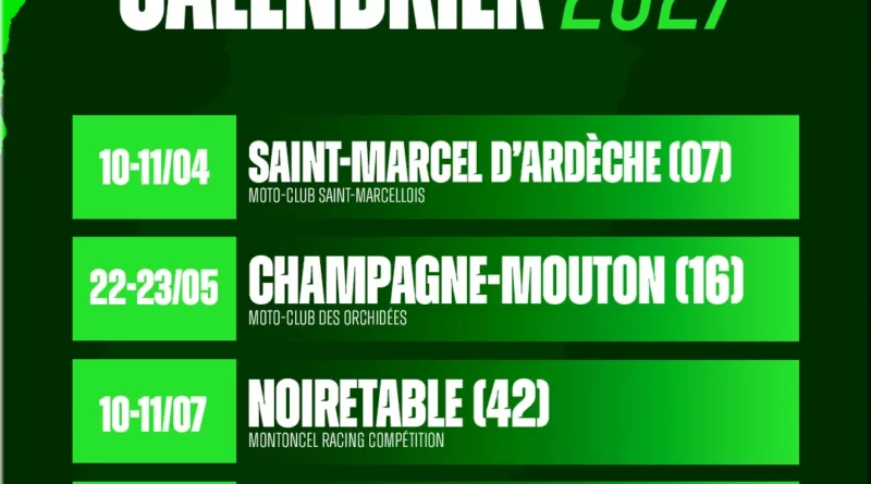 ENDURO - le calendrier 2027 du championnat de France 24MX