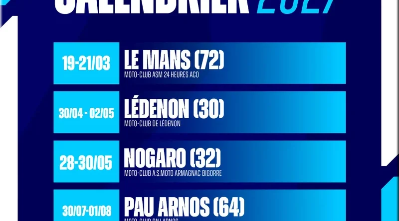 FSBK - le calendrier 2027